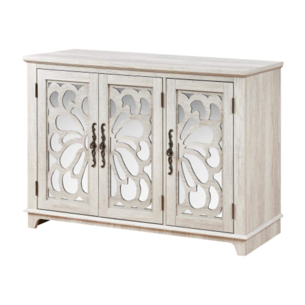 49.33 in. W x 15.55 in. D x 34.05 in. H Bathroom Light Gray Linen Cabinet with Adjustable Shelves & Hinges price history on PriceWatchPro