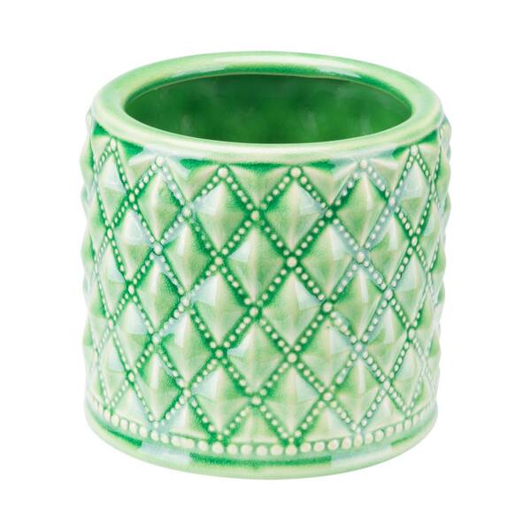 ZUO Tufted 5.8 in. W x 5.4 in. H Jade Green and Gray Ceramic Planter