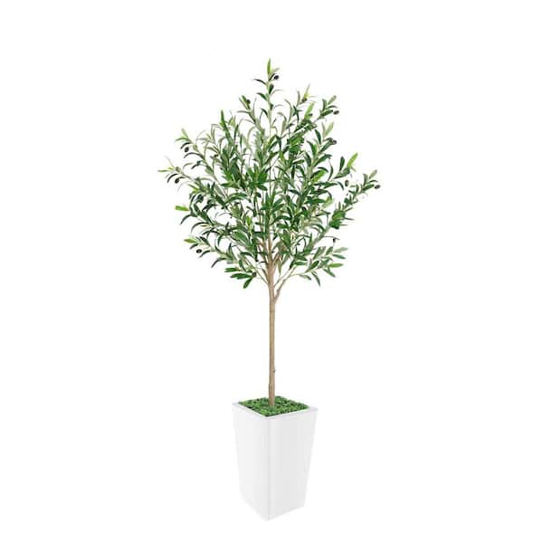 5 ft. Artificial Olive Tree in Pot with Realistic Leaves and Natural Wood Trunk