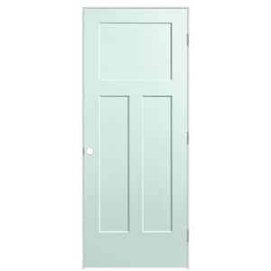 32 in. x 80 in. 3-Panel Winslow Left-Hand Hollow Core Sea Glass Molded Composite Single Prehung Interior Door