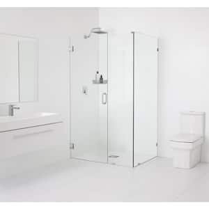 34.5 in. W x 34 in. D x 78 in. H Pivot Frameless Corner Shower Enclosure in Polished Chrome Finish with Clear Glass