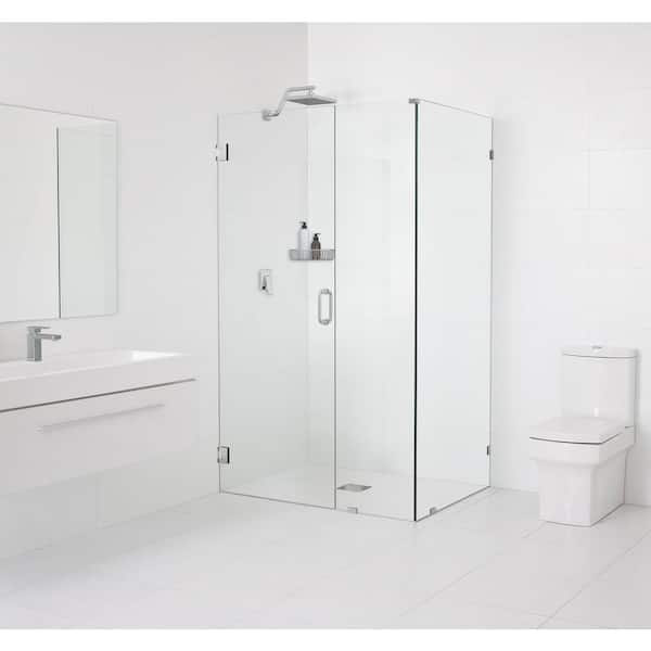 Glass Warehouse 37 in. W x 41.5 in. D x 78 in. H Pivot Frameless Corner Shower Enclosure in Polished Chrome Finish with Clear Glass