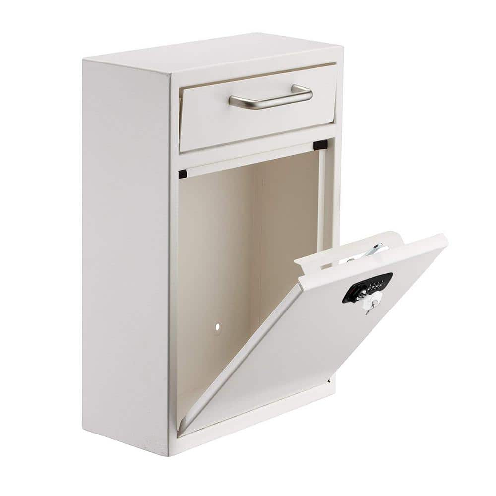 Large White Steel Wall Mount Secure Mailbox with Combination Lock