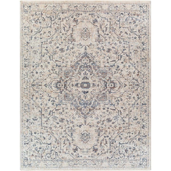 Livabliss Mejia Blue/Cream 8 ft. x 10 ft. Traditional Indoor Area Rug