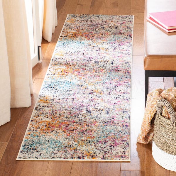Madison Gray/Pink 2 ft. x 22 ft. Abstract Gradient Runner Rug