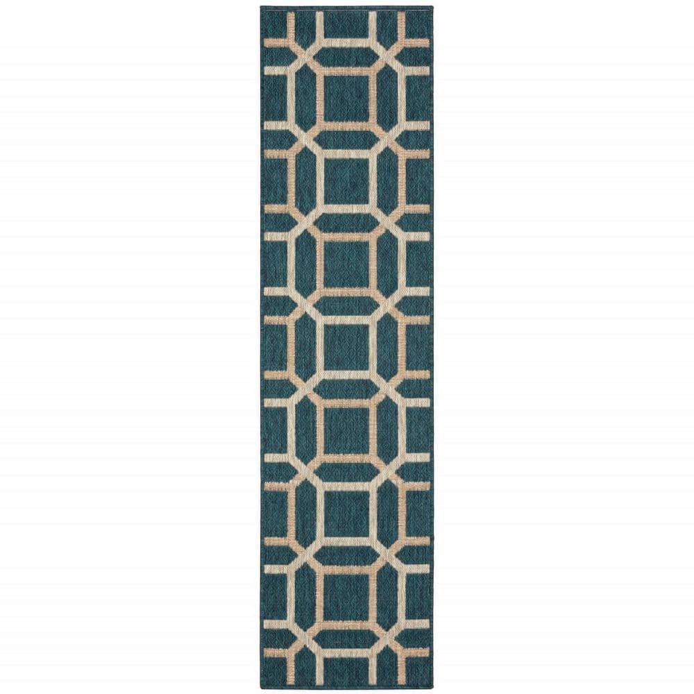 Blue, Gray 2 ft. x 8 ft. Loomed Polypropylene Rectangle Indoor/Outdoor Area Rug price history on PriceWatchPro