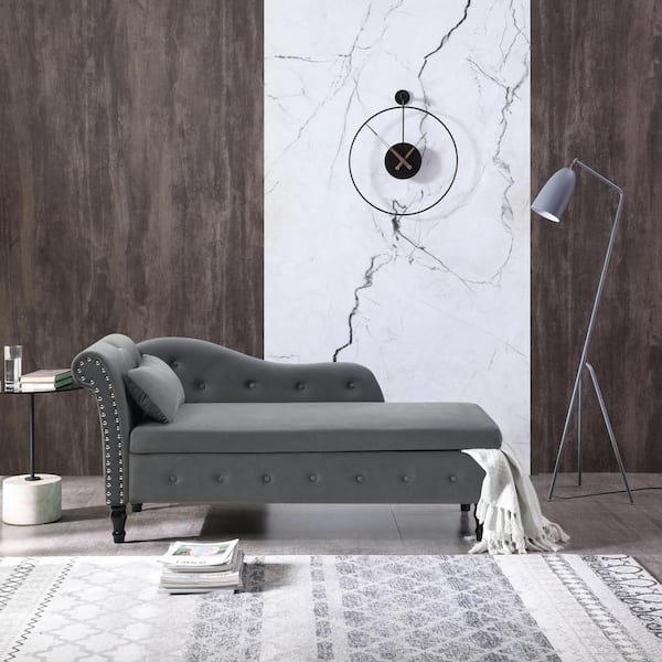 grey chaise lounge with storage