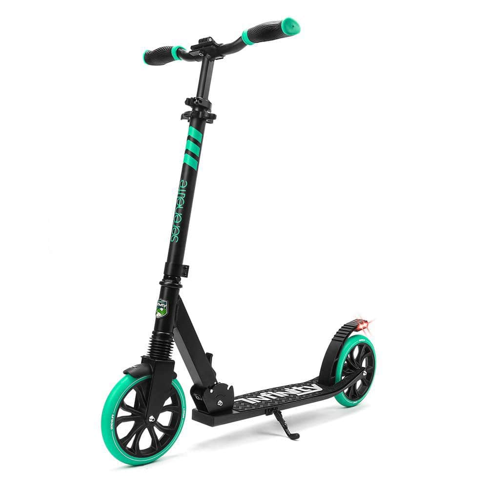 HURTLE Lightweight and Foldable Kick Scooter Adjustable for Kids and Teens , Alloy Deck with High Impact Wheels (Aqua on Black)