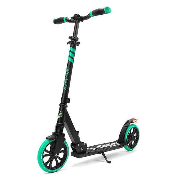 HURTLE Lightweight and Foldable Kick Scooter Adjustable for Kids and Teens , Alloy Deck with High Impact Wheels (Aqua on Black)