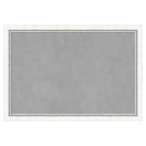 Amanti Art Morgan White Silver 26 in. x 18 in Framed Magnetic Board