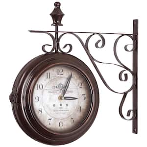16 in. Double Sided Iron Wall Clock in Black Frame