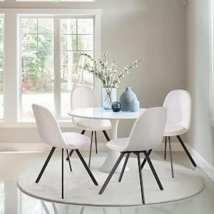 Sunflower Beige Fabric Upholstered Swivel Dining Chairs with Black Geometric Legs, Adjustable Feet, High Back Set of 4