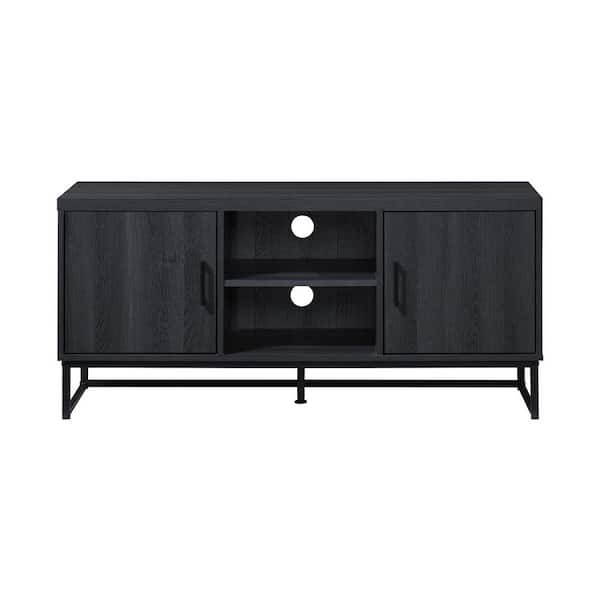 47 in. Charcoal Oak Wood TV Stand with 2 Storage Cabinets Fits TV's up to 50 in.