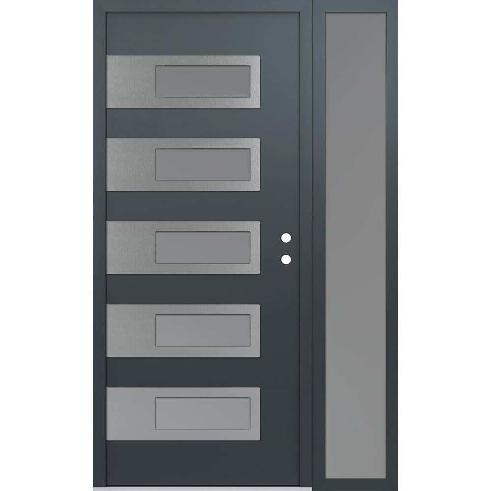 D3 52 in. x 80 in. Silver P Left-Hand/Inswing Frosted Glass Anth/Anth Sidelite Steel Prehung Front Door price history on PriceWatchPro