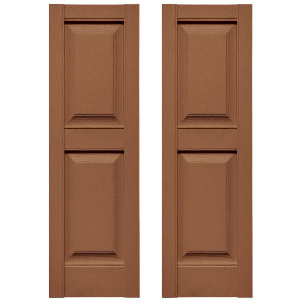 Builders Edge 14.75 in. W x 51 in. H Raised Panel Vinyl Shutters Pair in Treated Cedar price history on PriceWatchPro