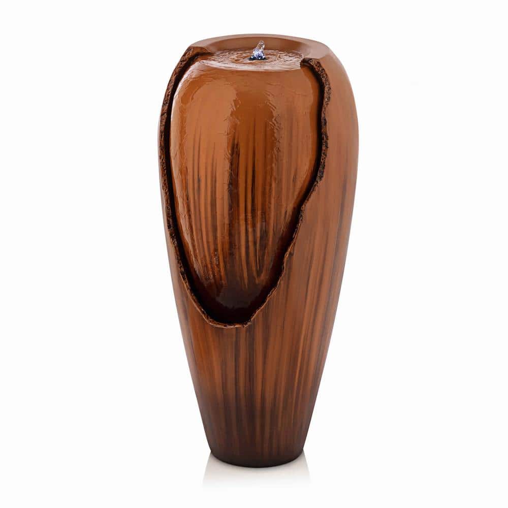 Alpine Corporation 33 in. Tall Water Jar Fountain with LED Light, Brown DIG100XS-BR Sansujyuku sansujyuku.com