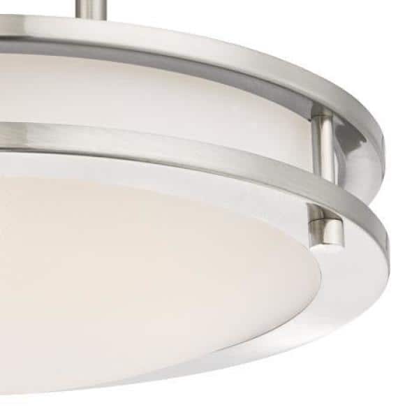 Brushed Nickel LED Semi-Flush Mount Ceiling Fixture with White Glass Shade