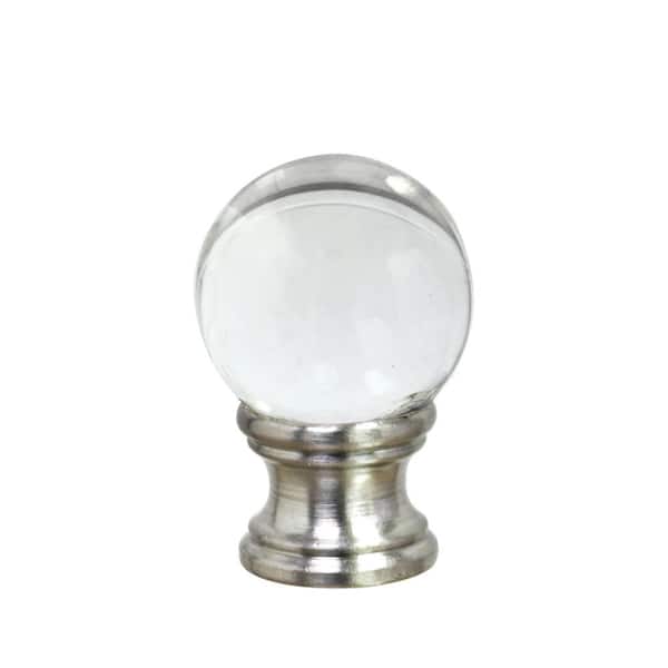 Aspen Creative Corporation 1-1/2 in. Clear Glass Ball Lamp Finial with Nickel Finish (1-Pack)