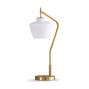 Cafe 26.5 in. H Table Lamp - Brushed Brass/Glass White