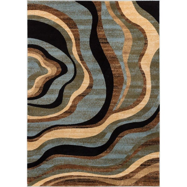 Well Woven Barclay Nirvana Waves Multi/Blue 2 ft. x 4 ft. Modern Area Rug