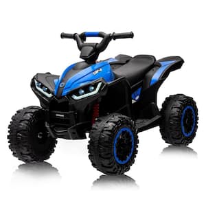 9.5 in. 12V Powered Kids Ride on ATV Car Toy with Remote Control and LED Lights, Blue