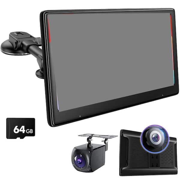 Portable 10 in. Touch Screen Car Stereo with Wireless Apple CarPlay and Android Auto in Black (1-Pack)