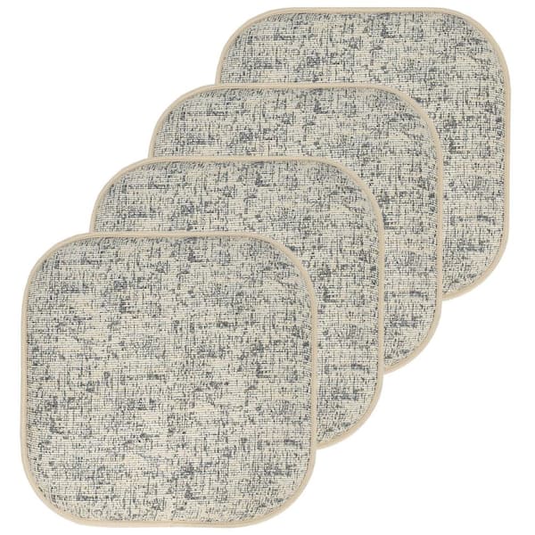 Sweet Home Collection Broadway Square Memory Foam 16 in.x16 in. Non-Slip Back, Chair Cushion (4-Pack), Cream/Blue