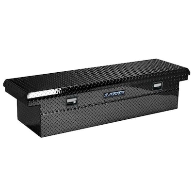 70 in Low Profile Gloss Black Aluminum Full Size Crossbed Truck Tool Box with mounting hardware and keys included