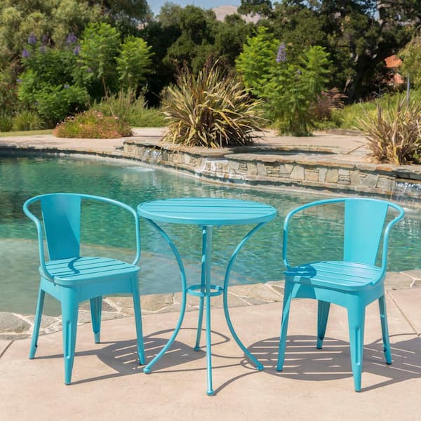 blue patio bistro set