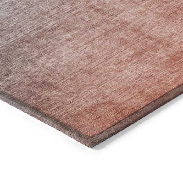 Gray and Red Orange 10 ft. x 14 ft. Woven Solid Color Rectangle Indoor/Outdoor Area Rug