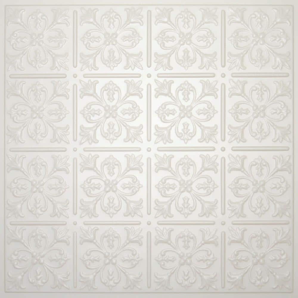 Ceilume Fleur-de-lis Sand 2 ft. x 2 ft. Lay-in or Glue-up Ceiling Panel ...