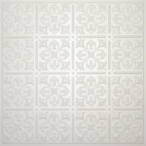 Ceilume Fleur-de-lis Sand 2 ft. x 2 ft. Lay-in or Glue-up Ceiling Panel (Case of 6)