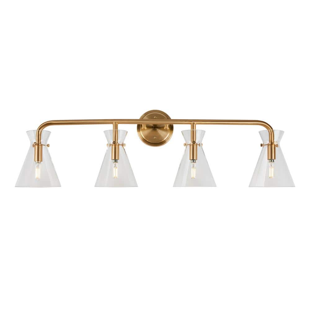 Beaker 4 Light Soft Gold Bath Vanity Light with Clear Glass 5733