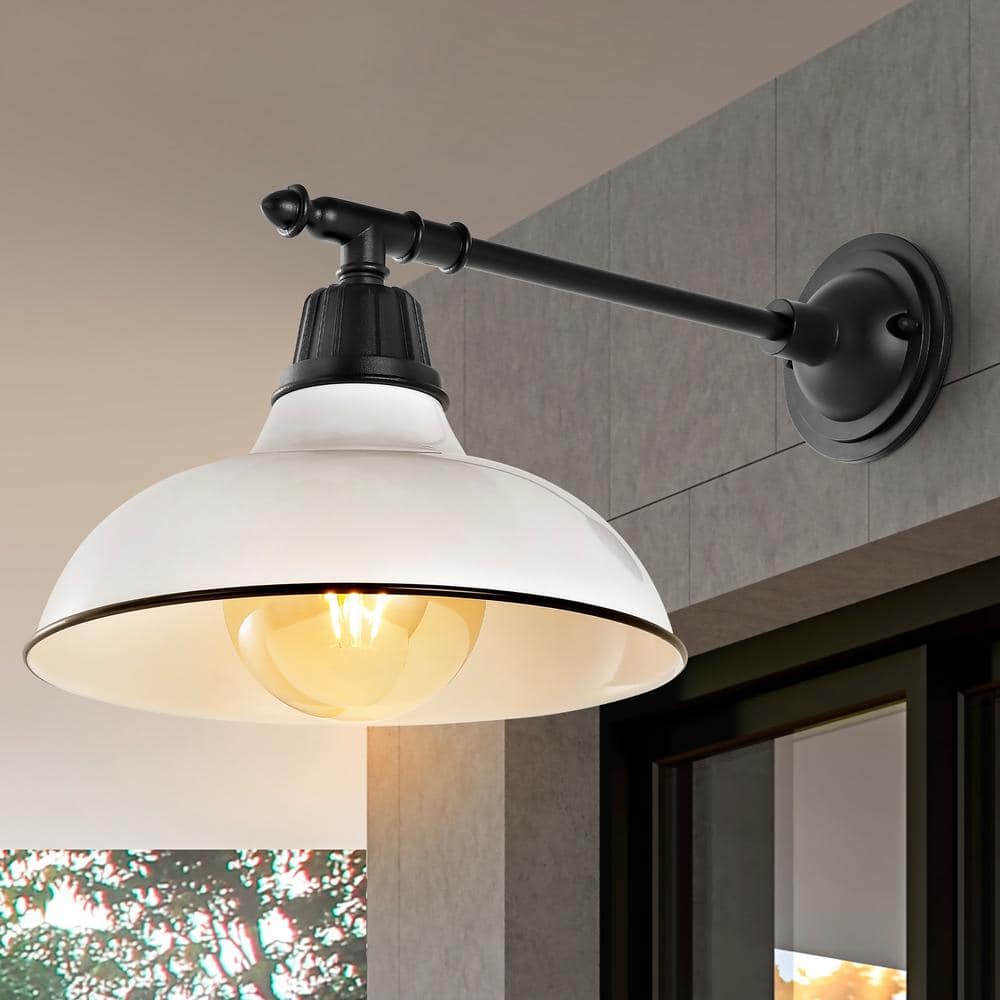 Wallace Satin White 12.25" Iron LED Dimmable Outdoor Sconce