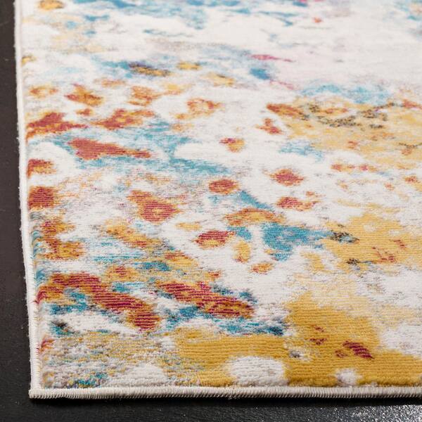 2' x 8' Cream Safavieh Vogue Collection VGE146A Modern Abstract Runner Teal 2' x 8' Cream Safavieh Vogue Collection VGE146A Modern Abstract Runner Teal