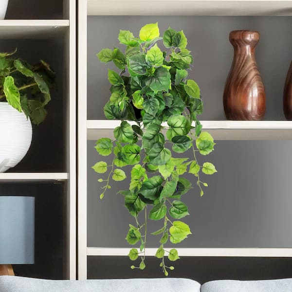 LIVING LUXURY 32 in. Artificial Cottonwood Ivy Leaf Vine Hanging Plant Greenery Foliage Bush