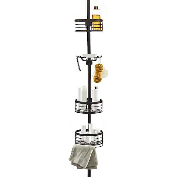 Utopia Alley Rust-Resistant Tension Pole Shower Caddy with 3 Shelves, 108 in. in Oil Rubbed Bronze