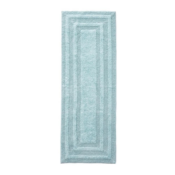 Logan Turquoise Aqua 22 in. x 60 in. Solid Cotton 1-Piece Runner Rug