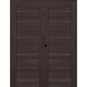 Louver 64 in. x 95.25 in. Right Active Veralinga Oak Wood Composite Double Prehung Interior Door