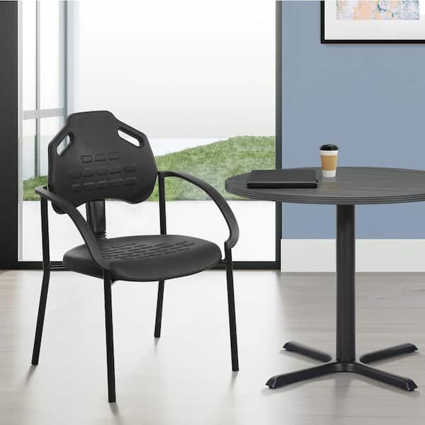 Ergonomic Urethane Guest Arm Chair in Black Finish Frame