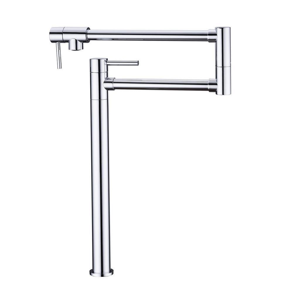 Single Hole Double Handles Wall Mount Pot Filler Faucet 4 GPM With