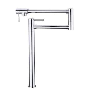 Single Hole Double Handles Wall Mount Pot Filler Faucet 4 GPM With Extension Shank in Chrome