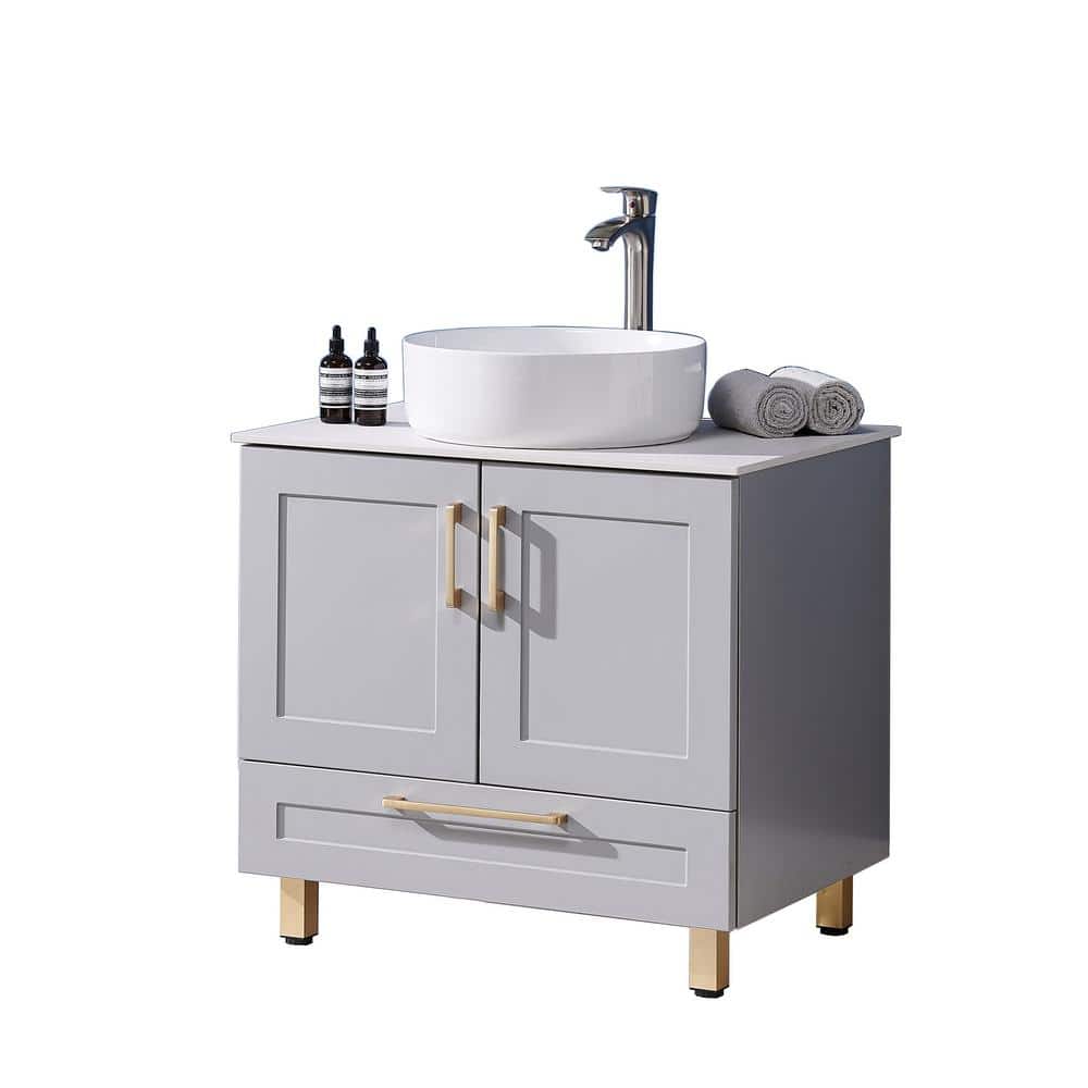 VAPSINT 29 in. W x 20 in. D x 32 in. H Single Bathroom Vanity in Gray