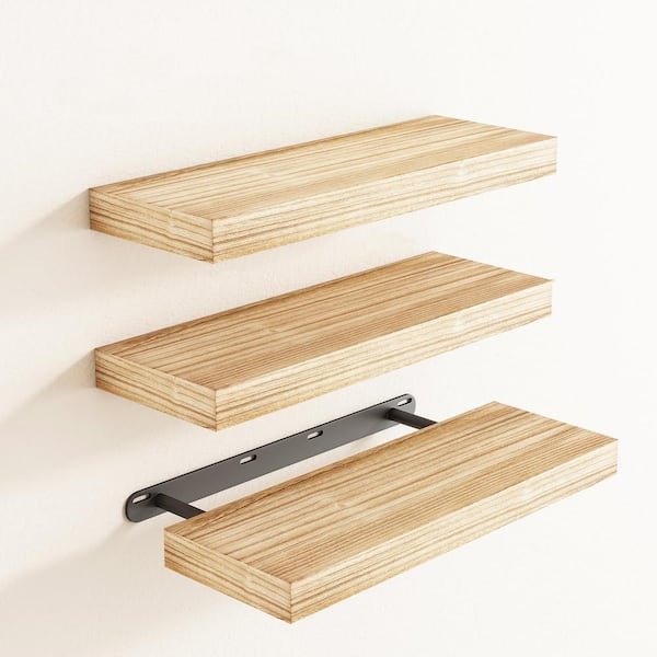 Unbranded 17 in. W x 6 in. D Wooden Decorative Wall Shelf, Set of 3