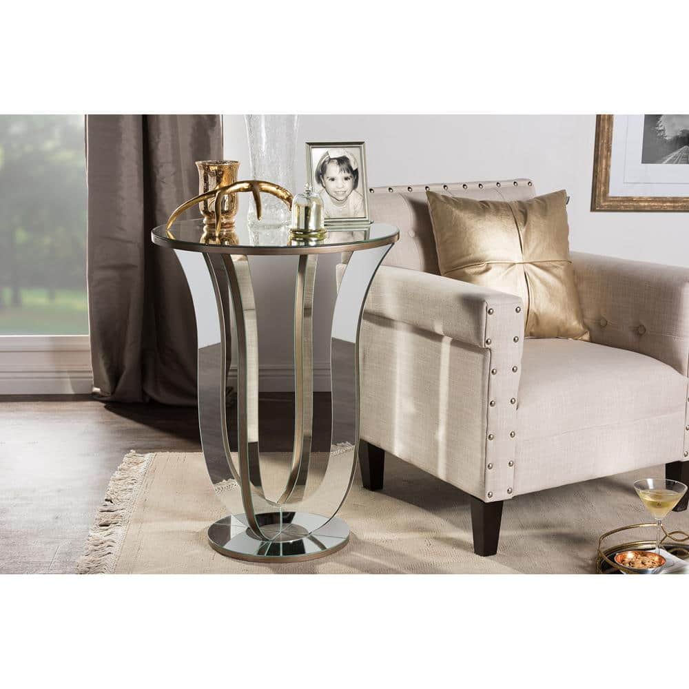Kylie Glam Silver Metallic Finished End Table - thumbnail 6