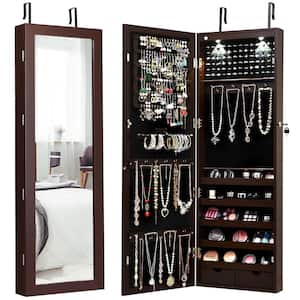 Jewelry Box Mirrored Cabinet Armoire Organizer Storage with LED Lights Christmas Gift