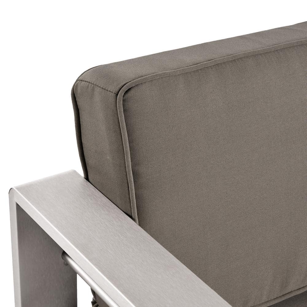 Cape Coral Gray Aluminum 4-Person Outdoor Chat Set with Fire Table