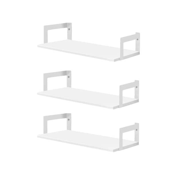 17"W x 8"D x 4"H White BWall Mounted Bookshelf,Floating Bookshelves,Wall Mount Book Shelves(Set of 3)