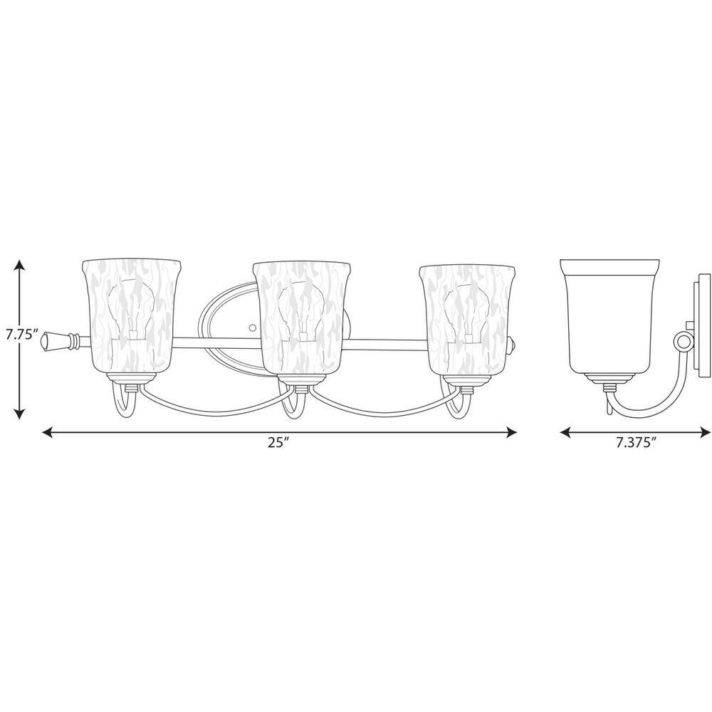 Bowman Matte Black 3-Light Bath Fixture with Clear Glass Shades