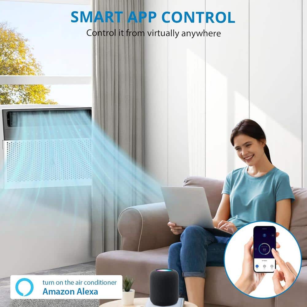 8000 BTU White Window Air Conditioner with Remote and WiFi